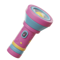 Colorful 3d cartoon illustration of a fun bright flashlight for play and exploration png