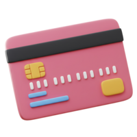 Pink 3d rendered credit card illustrating online transactions and financial services concepts png