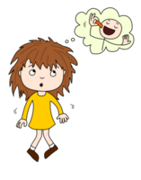 Child thinking about eating a carrot png