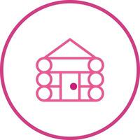 Log cabin icon in pink circle vector