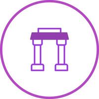 A purple icon of a building with columns vector