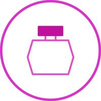 A pink perfume bottle icon in a circle vector