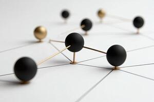 A group of black balls connected to each other photo