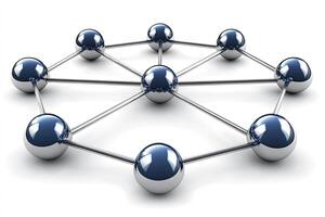 A network of spheres connected by a chain photo