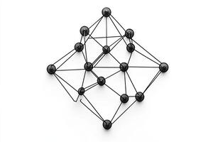 A black and white image of a network of dots photo