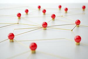 A network of red lights connected to each other photo