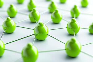 Network of interconnected green spheres photo