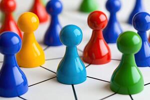 Colorful game pieces clustered together photo