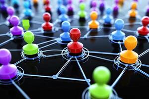 Colorful interconnected figures form a network photo