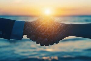 Business partnership, global connection photo