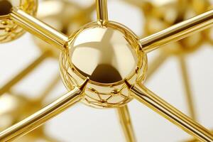 Golden molecular structure close-up photo