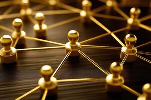 Golden connections on a dark surface photo