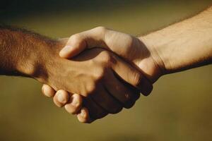 Two hands shaking in a close-up view of a handshake photo