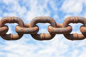 Rusty chain against a cloudy sky photo