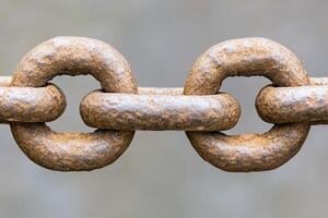 Aged metal chain links close-up photo