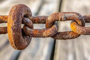 Rusty chain links close-up photo