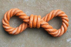 Orange rope in a figure-eight knot photo