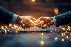 Business partnership, connected by technology photo