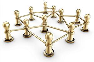 Network of connected golden figures photo