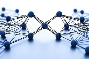 Network connections. Complex web of interconnected nodes photo
