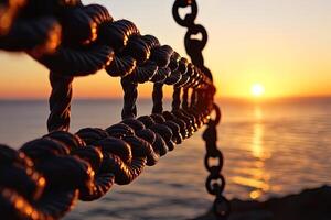Sunset Chain Over Water photo