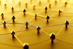 Golden network of interconnected nodes photo