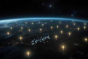 Global network of light illuminating the Earth photo