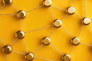 Golden connection on a yellow background photo