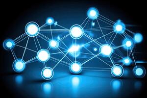 Abstract network of glowing nodes photo