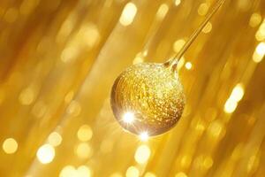 Golden sphere, liquid, and light photo
