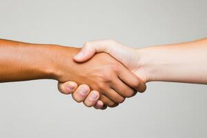 Diverse hands shaking photo