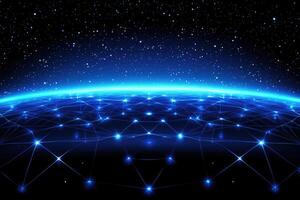 The earth is surrounded by a network of lines and stars photo