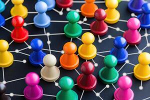 Diverse individuals connected in a network photo