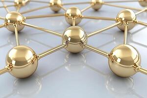 Golden balls connected to each other in a network photo