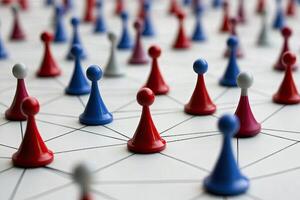 Connected figures in various colors, forming a network photo