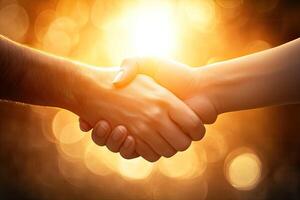 A handshake in golden light photo