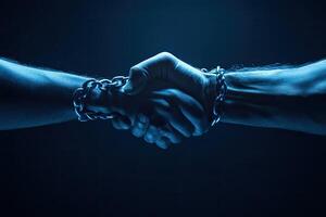 Bound hands, reaching out photo