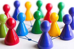 Colorful figures connected in a network photo