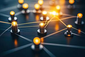 Network of glowing lights photo