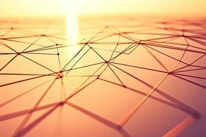 Abstract network at sunset photo