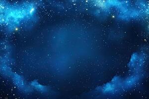 Deep space nebula with countless stars. A vast expanse of dark blue space, filled with shimmering stars, and soft, ethereal nebulae clouds photo