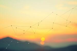 Sunrise network connection over mountains photo