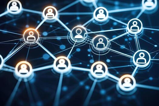 The concept of social network is shown with people connected to each other photo