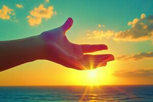 Reaching for the golden sunset photo