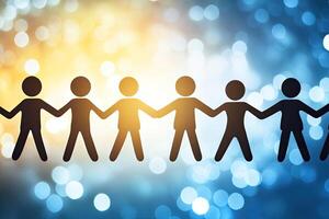 United figures, hand in hand, forming a chain photo
