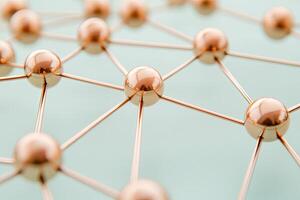 Interconnected network of golden spheres photo