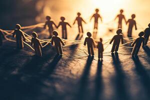 A group of people holding hands in a circle photo