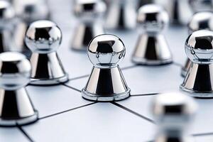 Network of polished metal figures photo