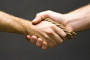 A handshake with a binding rope photo