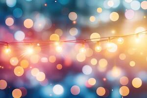 Festive string lights, bokeh effect photo